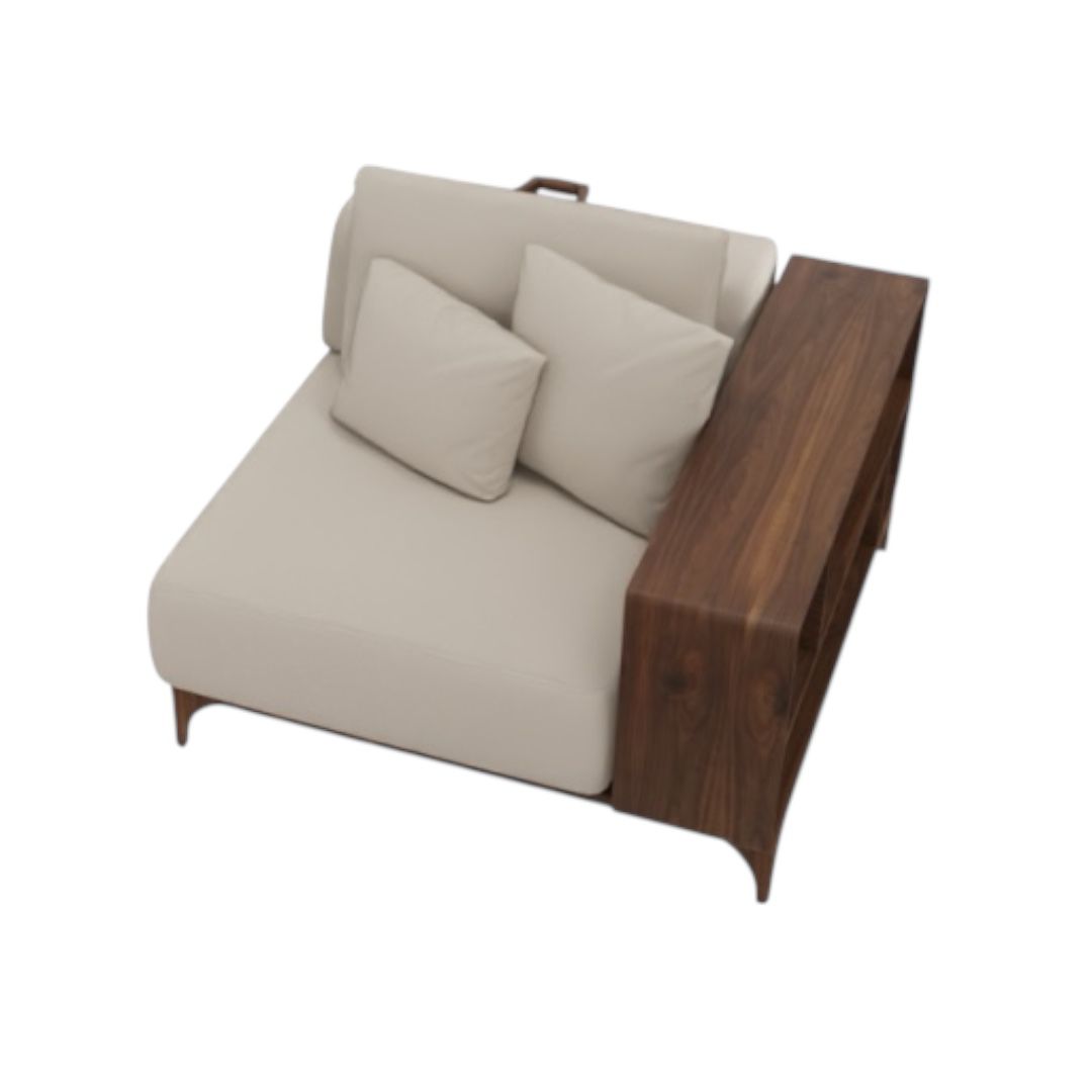 LOUNGE - Sağ Ahşap Kollu Tekli Modül