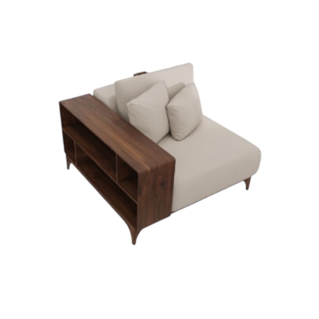 LOUNGE - Sol Ahşap Kollu Tekli Modül