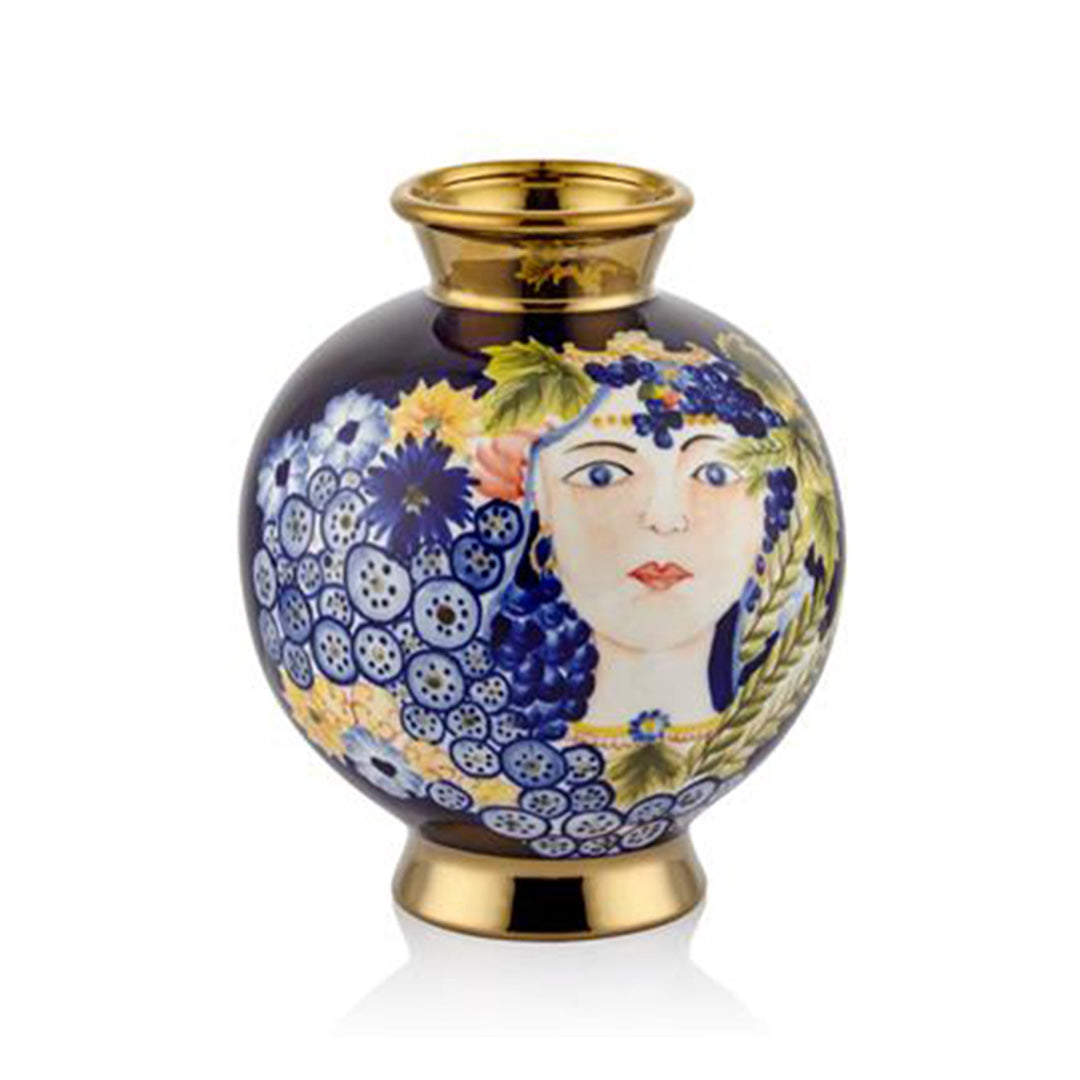 Milla-Lacivert Yuvarlak Vazo-Gülsoy Home 19 -4x19-4x23 cm